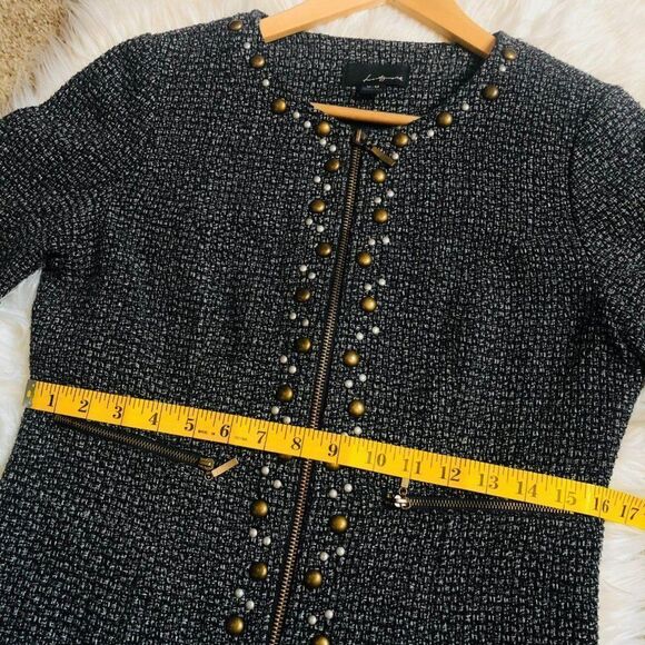 Forever 21 Embellished Gray Tweed Blazer Jacket Women's Medium - Picture 2 of 7